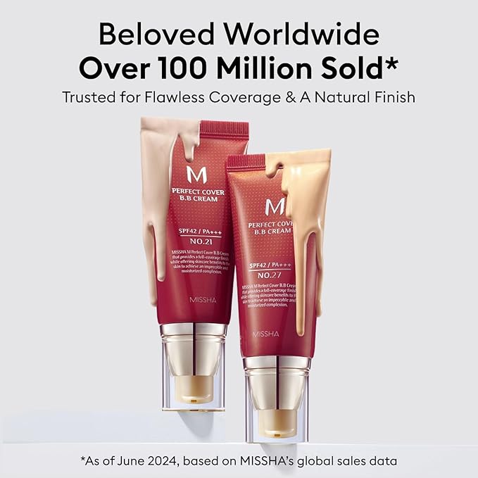 MISSHA M Perfect Cover BB Cream Dual Pack No.21 Light Beige - Light with Cool Undertone SPF 42 PA +++1.69 Fl Oz - Tinted Moisturizer for face with SPF
