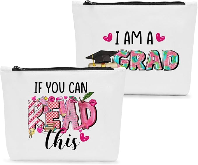 Graduation Gifts for Women, 2024 Graduation Congratulations Gifts Cosmetic Bag, I Am A Grad Makeup Bag, Inspirational Cheer Up Birthday Gifts for Friend Sister