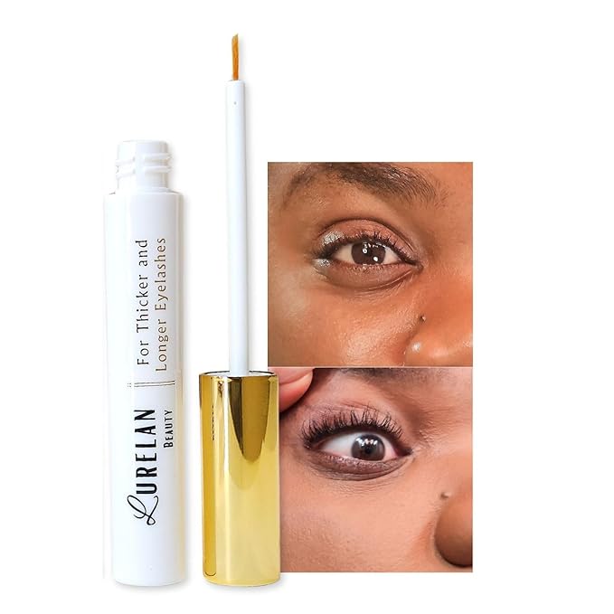 eyelash growth serum oil, safe with fast result lash enhancing serum organic castor oil, rosemary oil, ginseng extract etc, by Lurelan Beauty, Gold
