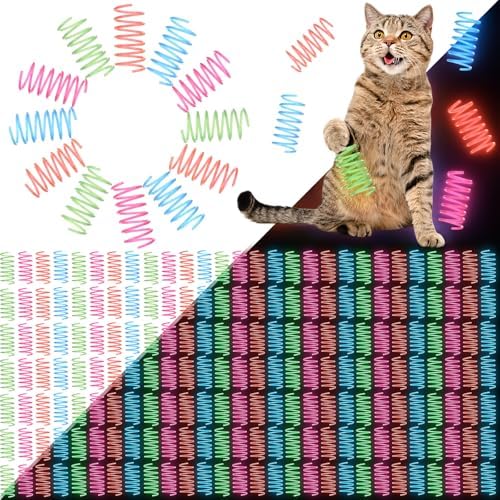 Sosation 300 Pcs Glow in The Dark Springs Cat Toys Kittens