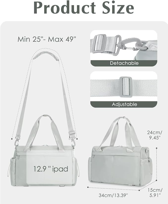 Small Gym Bag, Mini Gym Bag for Women with Yoga Mat Holder and Wet Compartment, Cute Small Yoga Mat Bag with Water Bottle Pocket for Workout Dance, Gray