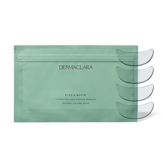 Dermaclara Eye & Mouth Patches- Anti-Wrinkle Silicone Patches for Smile Lines & Under Eye, Overnight Face Pads for Women & Men for Laugh & Frown Lines, Anti Aging, Reusable up to 30 Times - 4 Patches
