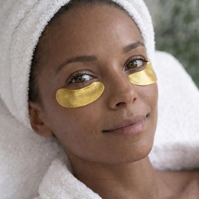 Vitality Eye Patches — Golden Hour — Brighten + Glow | 24K Gold + Caffeine + Peptide Hydrogel Eye Masks | 30 Pairs