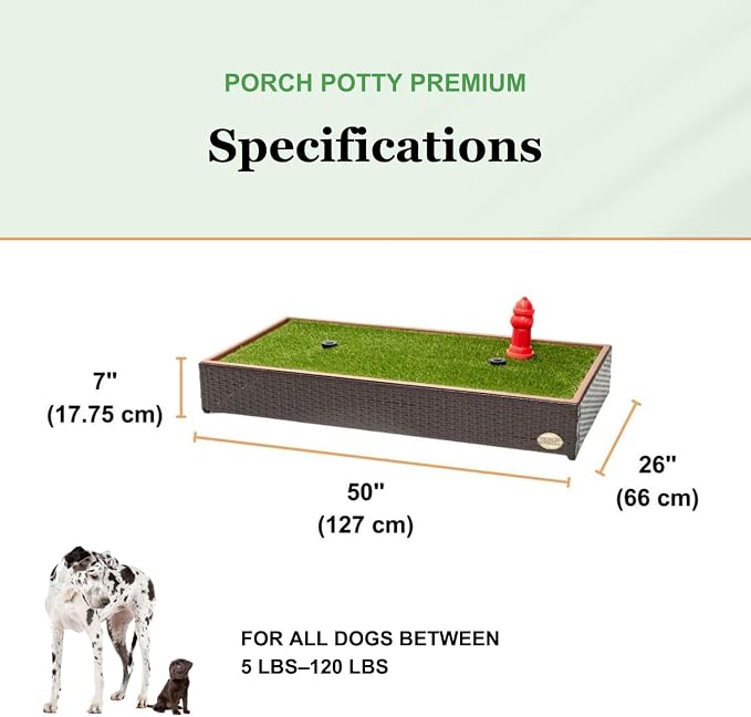 Porch Potty Premium Outdoor Dog Potty System with Artificial Grass, Self-Cleaning Sprinkler System & Drainage Hose – Reusable Dog Grass Pad for Apartment Balconies, Patios & Condos