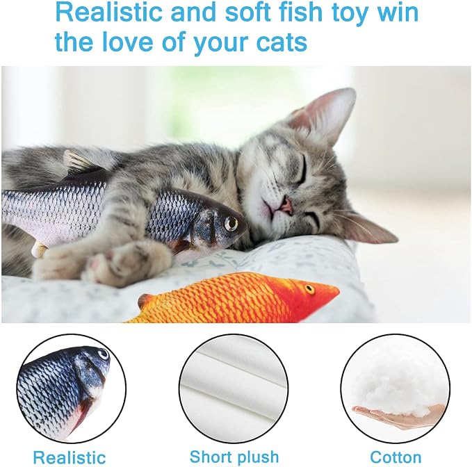 Tocirelo Cat Toys Interactive Flopping Fish with Catnip, Kitten Kicker Toy