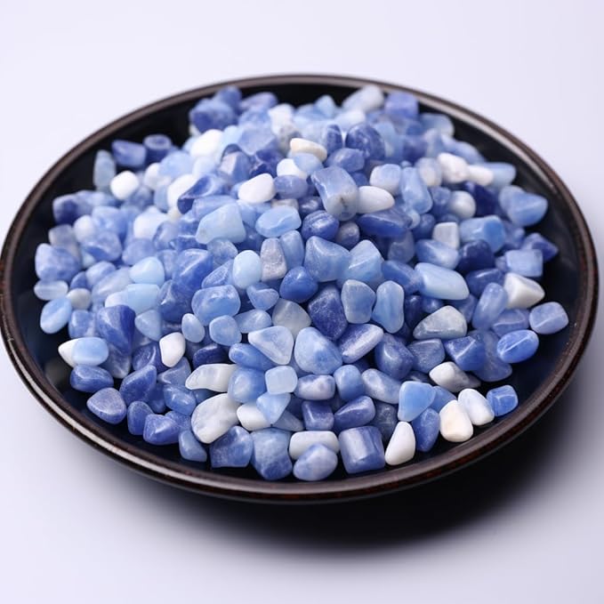 Polished Blue Aventurine Crystal Chips 200 Pcs - 0.3" 10 oz Tumbled Stone Chips Crushed Sea Glass Stones Healing Reiki Crystal Making Home Decoration