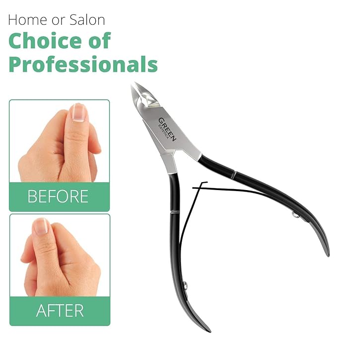 GREEN ESTETICA Professional Cuticle Trimmer with Cuticle Pusher Nail Cuticle Remover Nipper Silver Stainless Steel Sharp Blades Manicure Tools with Double Spring Nail Care Pedicure (Pack 2 - Black)