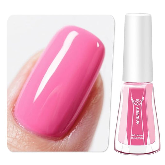Pink Nail Polish, Shiny Pink Quick Dry Nail Polish, Non-Gel, Streak Free, Long- Last Fingernail Polish for Nail Manicure Salon DIY Nail Art, 0.35 Fl Oz