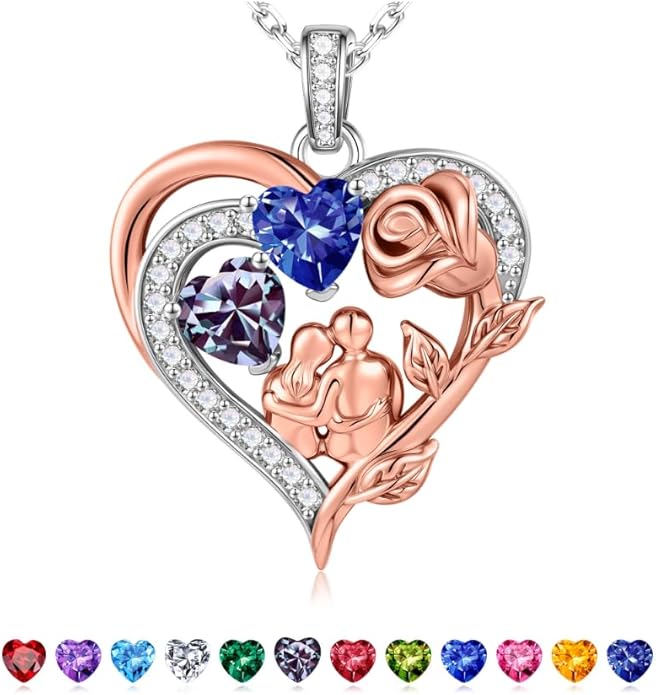 Iefil Valentines Day Gifts for Her - 925 Sterling Silver Birthstone Necklace for Women, Anniversary Birthday Gifts for Wife Girlfriend Mom