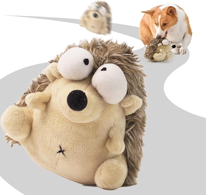 Interactive Dog Toys, Moving Squeaky Plush Dog Toy-Hedgehog