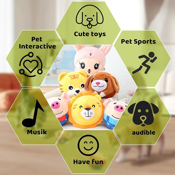 Interactive Dog Toys,2024 New Active Moving Pet Plush Toy,Squeaky Moving Dog Ball Toy,Rechargeable Puppy Toys to Keep Them Busy,Washable Pig Plush Toys