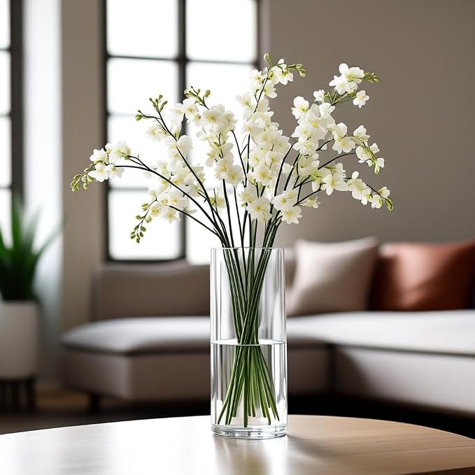 CYS Excel Clear Glass Cylinder Vase (H:12" D:4") | Multiple Size Choices Glass Flower Vase Centerpieces | Hurricane Floating Candle Holder