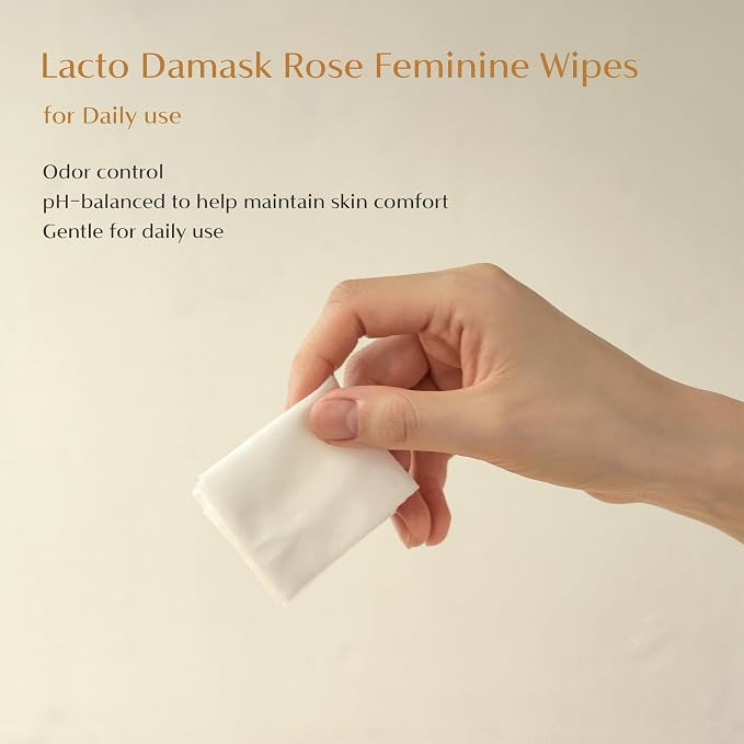 CAELA Feminine Wipes, pH-Balanced Intimate Wipes for Women, Individually Wrapped for Daily Freshness, Paraben-Free, With Lactobacillus Ferment Filtrate & Damask Rose Water, 15 Count