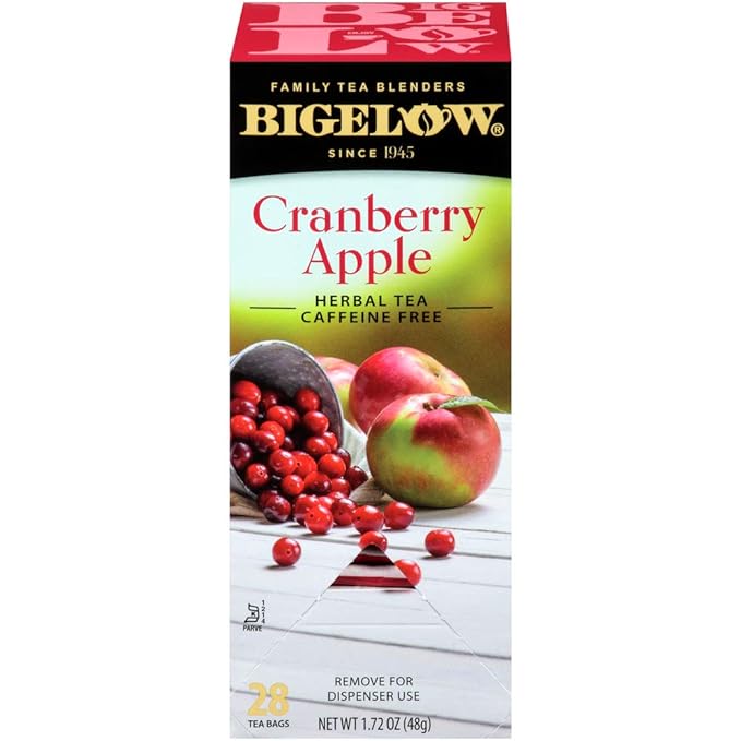 Bigelow Cranberry Apple Herbal Tea Bags 28-Count Box (Pack of 1) Cranberry Apple Hibiscus Flavored Herbal Tea Bags All Natural Non-GMO