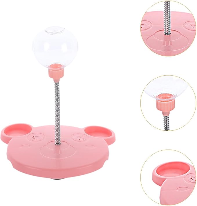 Dog Cat Slow Feeder Toy Kitten Treat Toy Leaking Food Training Ball Food Treat Dispenser Feeding Toy for Outdoor Kitten, Bear, Pink