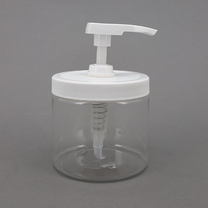 Royal Massage 16oz Clear Empty Massage Oil/Lotion/Cream Pump Jar with Lock Twist Top