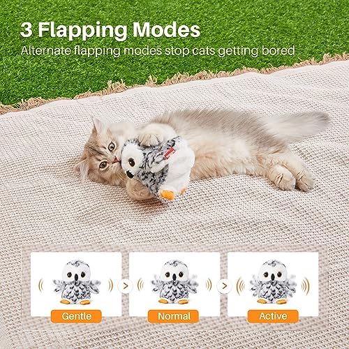 Potaroma Flapping Owl Cat Toys (No Flying), Lifelike Bird Chirp, Rechargeable Touch Activated Kitten Toy, Interactive Catnip Kicker Exercise Toys 4.0" for All Breeds | Rechargeable Touch Activated Kitten Toy, Interactive Catnip Kicker Exercise Toys 4.0...
