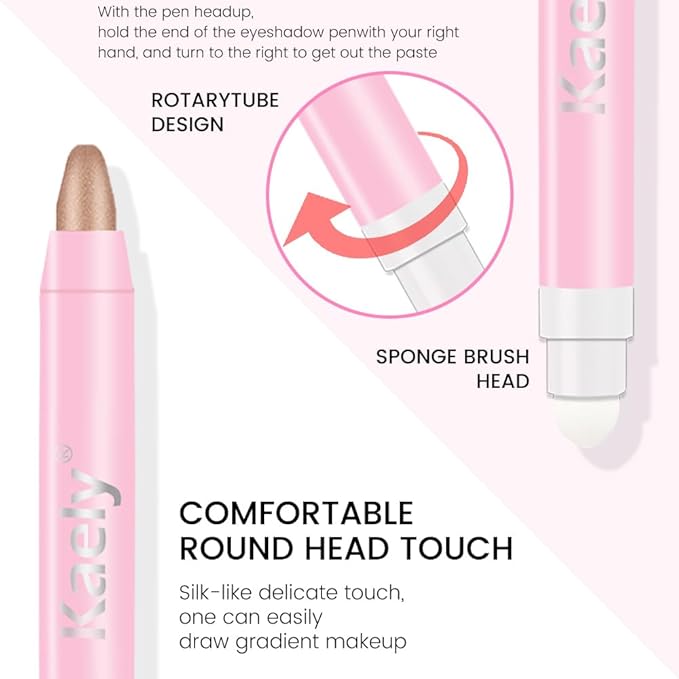 Kaely 2in1 Cream Eye Shadow Brightener Sticks for Eyes, Pencil Eyeshadow Applicator Stick Waterproof Pigmented, Eye Shadow Palette Highlighter Makeup, sombras para ojos, 25 Sand Shimmer