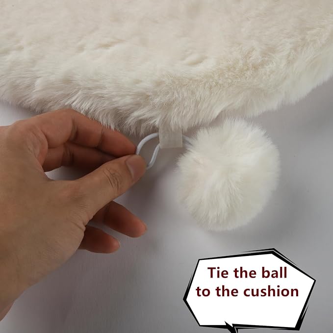 SHENGOCASE 2-Pack Round Faux Rabbit Fur Pet Bed Cushion Pad, 23.6 Inch, Cat Tree Tower Replacement Mat for Cat Dog House Cage Crate Kennel (Cream)