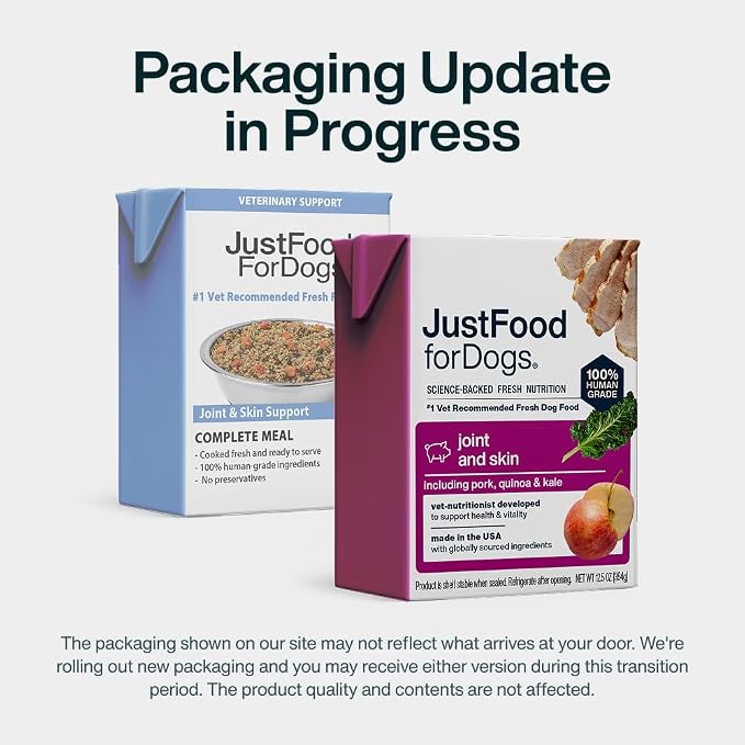 JustFoodForDogs Pantry Fresh Wet Dog Food, Complete Meal or Dog Food Topper, for Joint Health, Skin Health, Allergies, Joint & Skin Support, Pork & Quinoa - 12.5 oz (Pack of 12) | Fresh Pet Meal or Dog Food Topper for Dog Joint & Skin Health or Allergi...