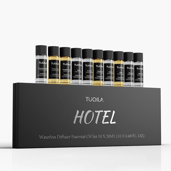 10-Pack Waterless Essential Oil Set(10 * 20ml) Luxury Waterless Scent Oils for Cold Air Diffuser, My Way, Infinity, Hope, White Tea & More for Home, Car, Hotel Office Aromatherapy