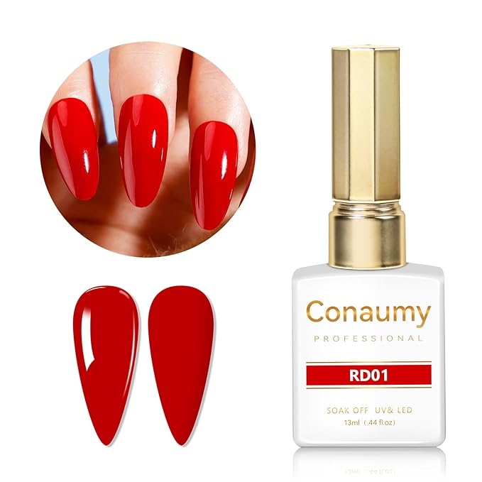 Red Gel Polish 1 Pcs 13ml, Bright Red Gel Nail Polish Red, Neon Red Gel Polish for UV Light Easy to Apply Soak Off Red Nail Polish Manicure Salon DIY at Home Suitable for Beginners
