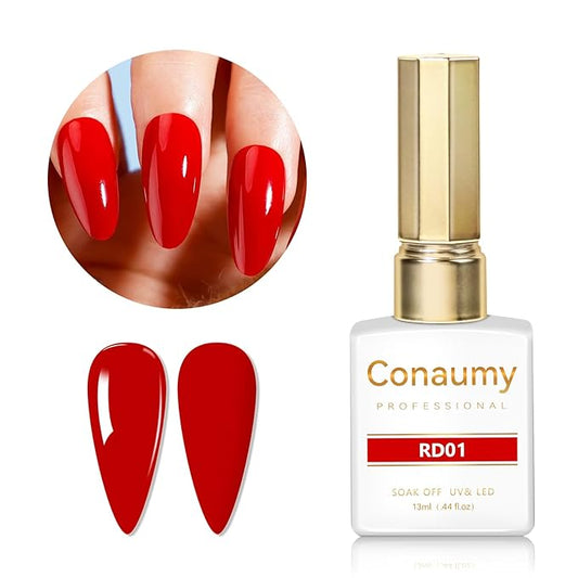 Red Gel Polish 1 Pcs 13ml, Bright Red Gel Nail Polish Red, Neon Red Gel Polish for UV Light Easy to Apply Soak Off Red Nail Polish Manicure Salon DIY at Home Suitable for Beginners