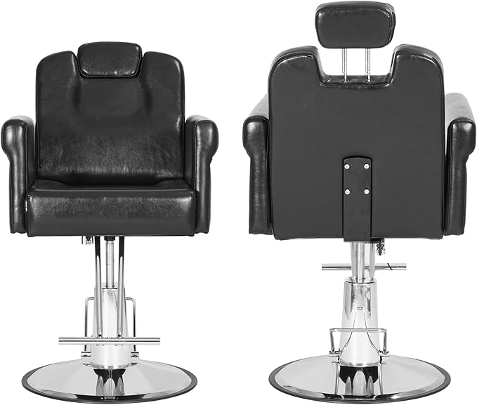 Barber Chair Recliner Salon Chair Hair Spa Chair with Hydraulic Pump, Removable Headrest, Adjustable Height 360 Degrees Swivel for Hair Salon Equipment