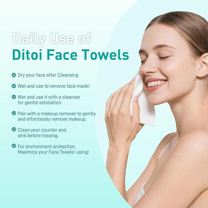 Face Towels, 10"×12" Disposable Face Towel, Face Towelettes XL, Ultra Soft Makeup Remover Dry Wipes, Thick Face Towel for Cleansing, 150 Count (3 Pack)