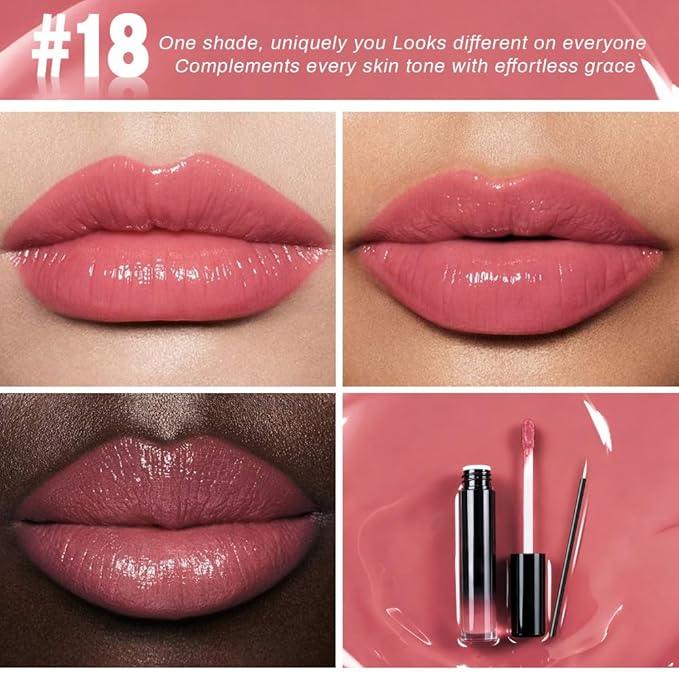 evpct Warm Pink Shiny Glossy Longwear No-Budge Liquid Lip Color Lipstick Makeup, Highly Pigmented Color Instant Shine, Waterproof Long Lasting Lipstick for Women, Lip Stain Gloss with Lip Liner Brush
