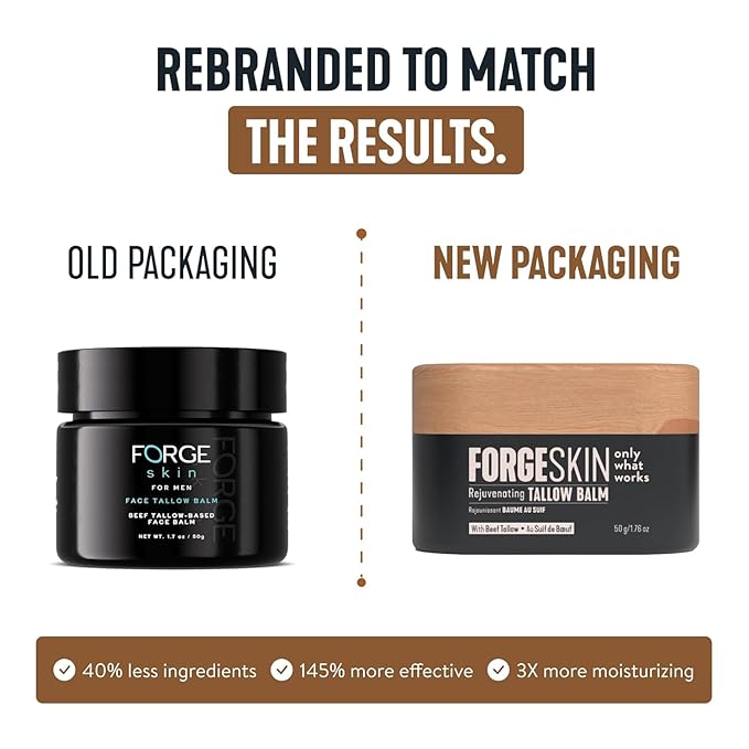 Forge Skin® Wrinkle Defense Beef Tallow Balm for Men [TALLOW-BASED] Moisturizer for Face Hydration - Hydrating AntiAging Skin Cream Natural Facial Skincare Lotion with Essential Oils (1.7oz Each) 3pk
