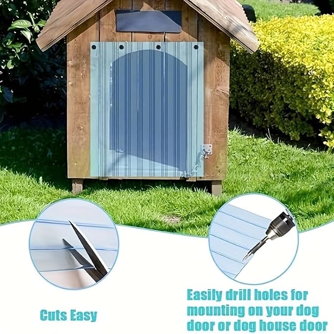 Dog Door Replacement Flaps, Safe Plastic Vinyl Strip for DIY Doghouse or Cat Door, Transparent Dog House Door Flap, Easy to Cut & Install, 7 in x 59 in