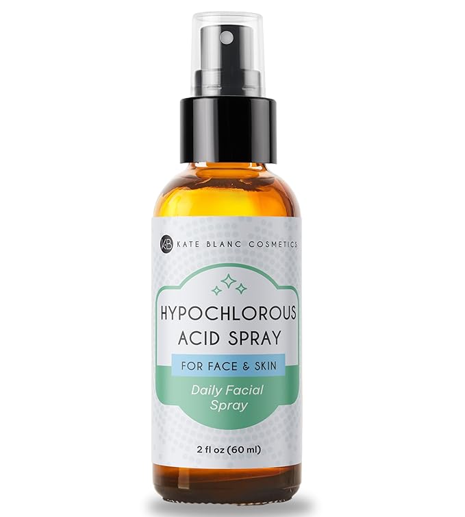 Kate Blanc Cosmetics Hypochlorous Acid Spray for Face and Skin. Gentle Facial Cleanser for Acne-Prone & Sensitive Skin with .02% HOCl (2oz)