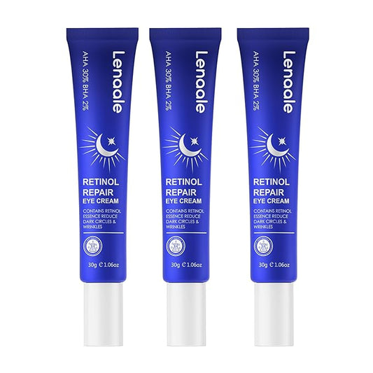 Retinol Eye Cream, Hydrating Under Eye Care Daily Wrinkle Cream, Infused with AHA30% to Smooth and Hydrate Skin, Eye Crea for Dark Circles Treatments, Reduce Under Eye Bags, Smooth Wrinkles, 3Pack