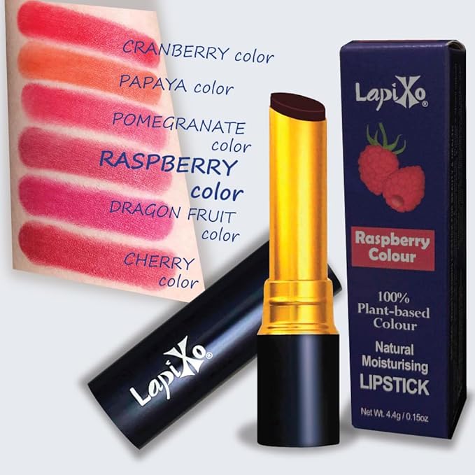 LAPIXO 100% Plant-based Color Lipstick, Unique Formula, Natural + Moisturizing | Non-Toxic, Antioxidant-rich, All Food Ingredients, Natural Matte Vibrant Color, 4.4g/0.15oz (Raspberry color)