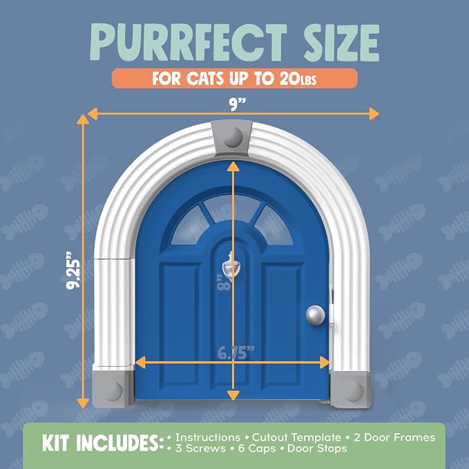 Purrfect Portal Meow Manor® Cat Door Interior Door - No-Flap, Fits Cats Up to 20 lbs, Easy DIY Setup, No Training Needed