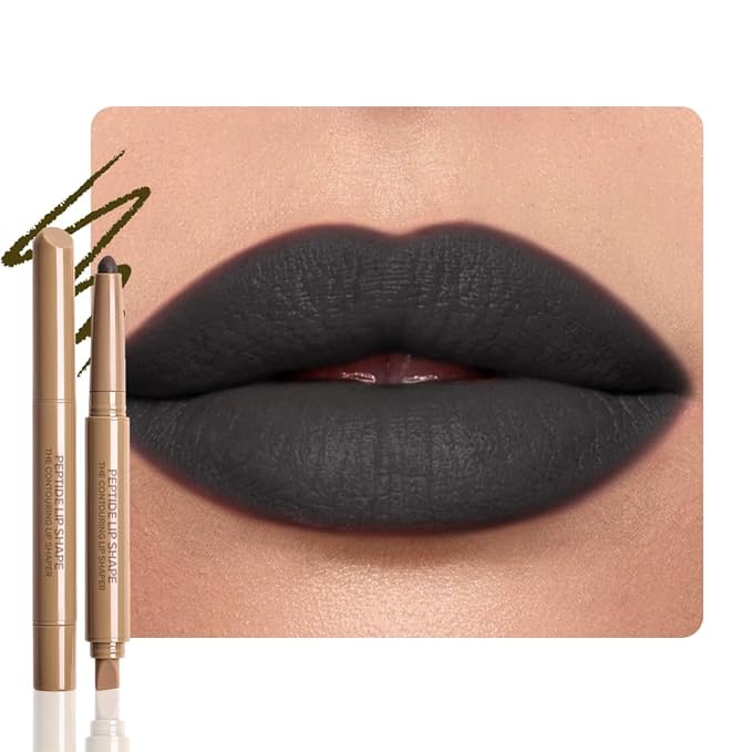 SUAKE Plump Matt Lipstick Lipliner Pencil Pack,Waterproof Crayon with Silicone Smudger for Define Contours & Sculpting Lip, Longwear Moisture Smooth Creamy Formula for Lip Makeup-11 Deep Green