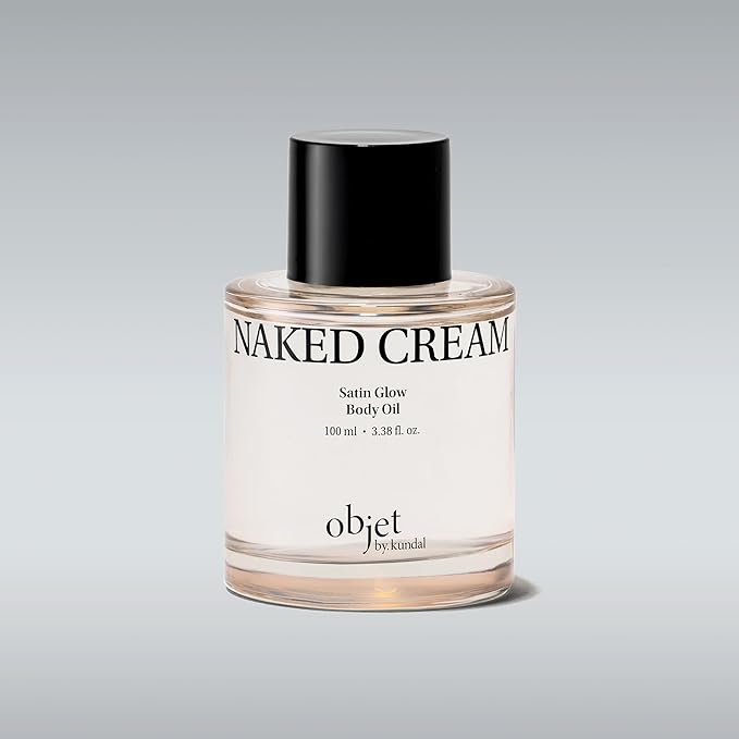 KUNDAL Objet Satin Glow Body Oil, Lightweight Body Oil with 11 Peptides, Vitamin C & E, and Succinic Acid for All Skin Types, 100ml, Naked Cream