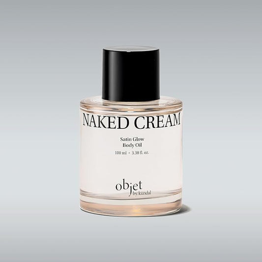 KUNDAL Objet Satin Glow Body Oil, Lightweight Body Oil with 11 Peptides, Vitamin C & E, and Succinic Acid for All Skin Types, 100ml, Naked Cream