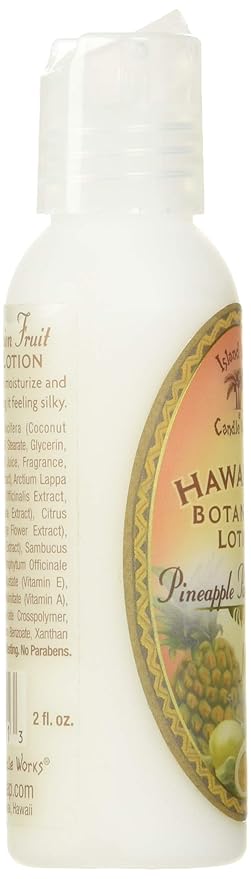 Island Soap and Candle Works Pineapple Scented Body Lotion for Men and Women, Paraben Free Body Moisturizer - Hydrating Hawaiian Skincare - Pineapple Passion Fruit - 2 Fl Oz Travel Size Bottle