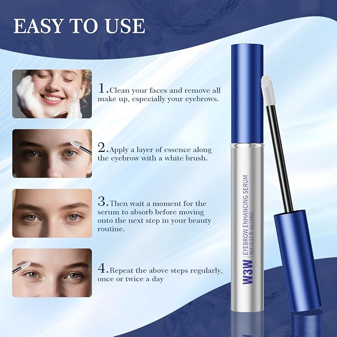 Eyebrow Growth Serum，Eyebrow Serum to Grow Brows 3ML,To Boost Longer Fuller and Thicker Looking Eyebrows,No Prostaglandins, Vegan & Non‑Irritating