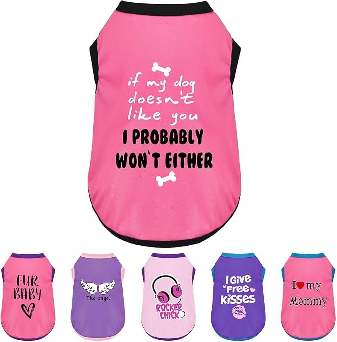 Color-Blocked Dog Tank Top with Playful Heat Transfer Designs – Lightweight Polyester Shirt for Small,MediumDogs, Perfect for Casual Outings.I Probably Won't Either Pink S