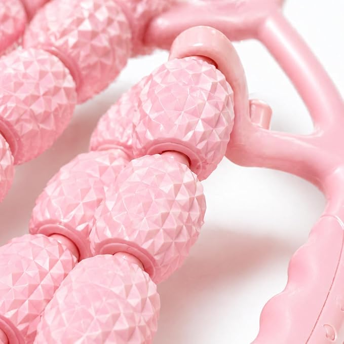 29-Wheel Leg Roller Massager, Manual Muscle Roller Tool for Calves, Thighs and Arms, Pink