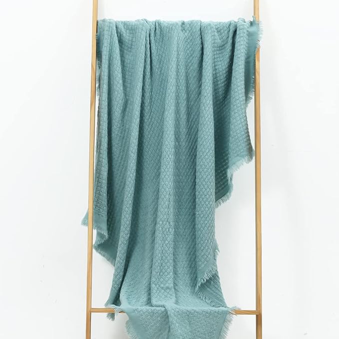 CREVENT Knit Throw Blanket for Couch Sofa Chair Bed Home Decoration, Soft Warm Cozy Light Weight for Spring Summer Fall (50''X60'' Teal Blue)