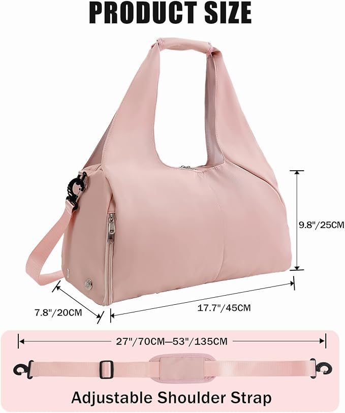 RHDZO Gym Bag for Women with Shoe Compartment Yoga Mat Bag with Wet Pocket and Water Bottle Holder Weekender Bag with Strap
