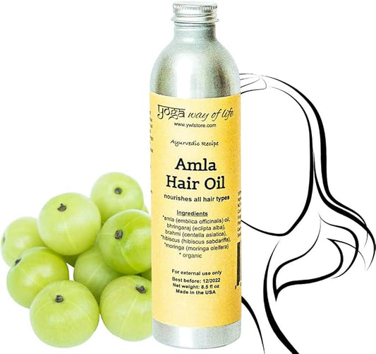 Amla Hair Oil - Organic Indian Gooseberry Herbal Oil | Nourishes Hair and Scalp | Ayurvedic Recipe | 8.5 FL OZ