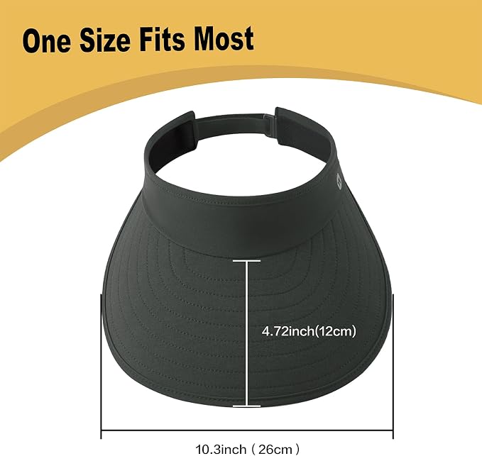WANDER Sun Visor Hats for Women Wide Brim UV Protection Adjustable Large Golf Beach Cap Packable Travel Sport Visor