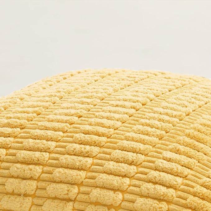 Fancy Homi Decorative Throw Pillow Covers for Bed Couch Bedroom Bench, Soft Corduroy Solid Pillow Case, Rustic Farmhouse Boho Room Decor,54" x 20" (Pack of 1),Yellow