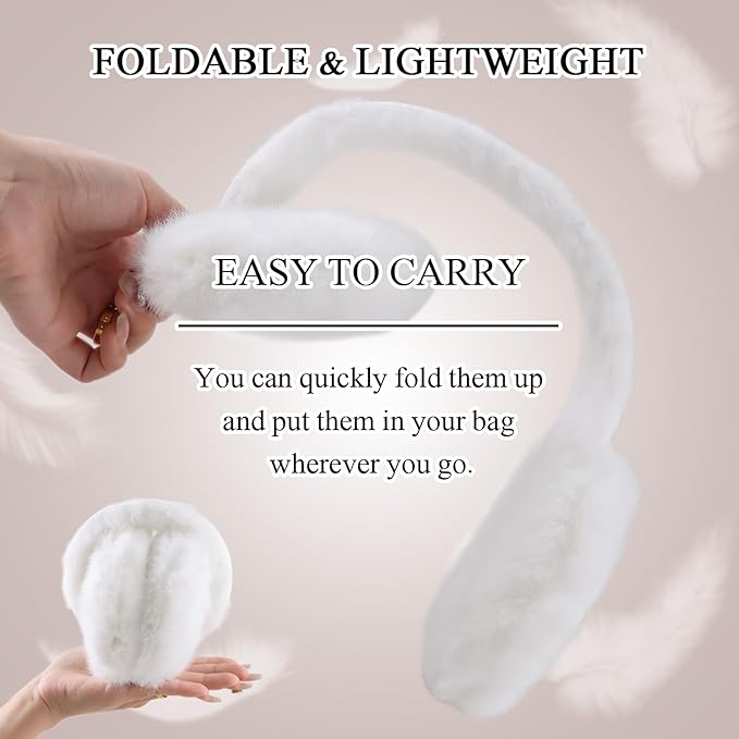 Zsedrut Winter Women Earmuff Foldable Ear Warmer Fluffy Ear Cover Warm Outdoor