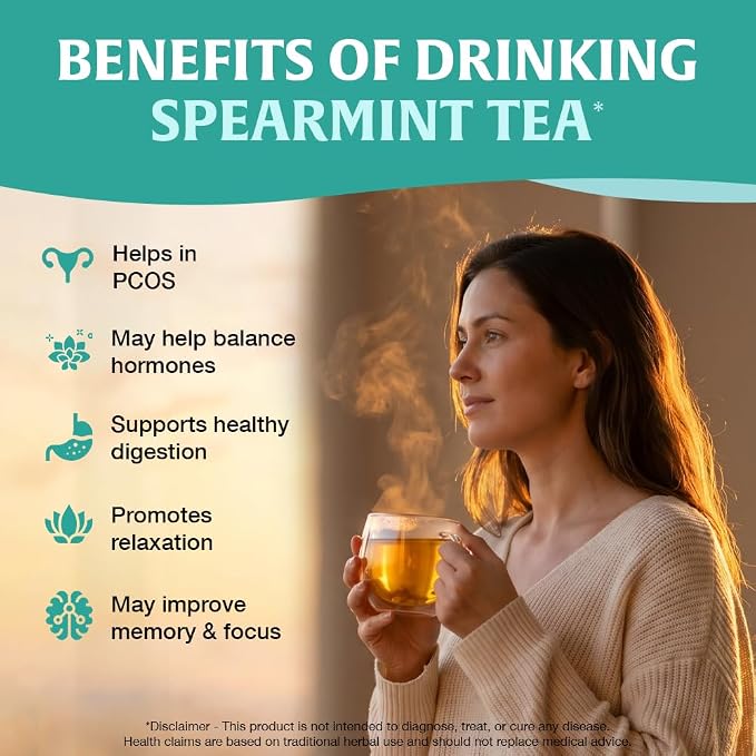 HANDPICK, Spearmint Tea Bags (40 Herbal Tea Bags) |Refreshing Mint Tea | Non-GMO | Round Eco-Conscious Teabags